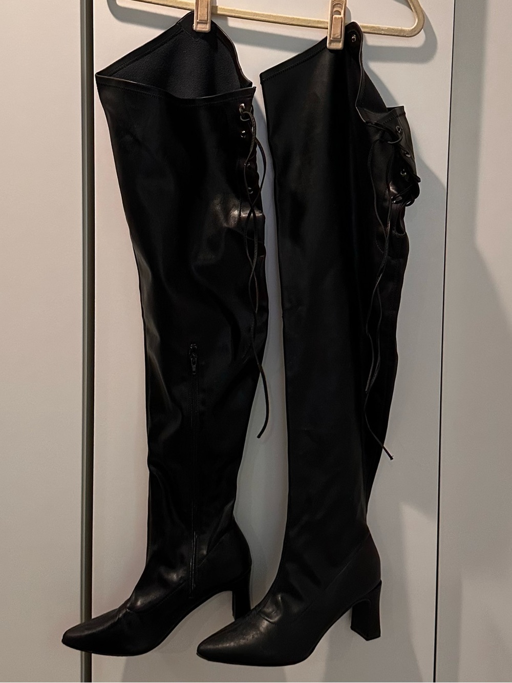 Fashion to Figure Black Over-the-Knee Lace-Up Boots